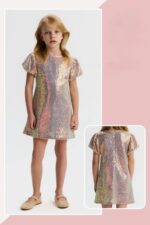 Sequin Flutter Sleeve Dress