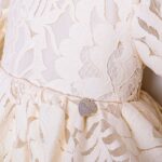 Girls Cream Lace Long Sleeve Dress with bag - Image 4