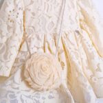Girls Cream Lace Long Sleeve Dress with bag - Image 2