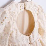 Girls Cream Lace Long Sleeve Dress with bag - Image 3