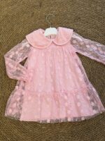 Pink Floral Lace Long Sleeve Dress