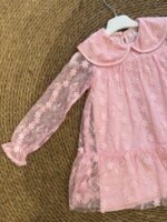 Pink Floral Lace Long Sleeve Dress - Image 2