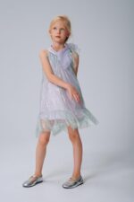 Sheer Layered Mint and purple Party Dress