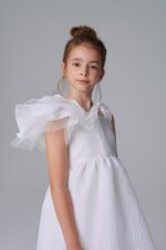 White Ruffle Sleeve Dress