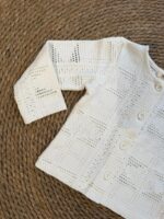 White Crochet Baby Cardigan Sweater - Image 2