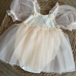 Baby Tulle Romper Dress With Puff Sleeves
