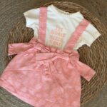 Pink Bow Suspender Skirt Set