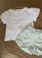 White Puff Sleeve Top and Shorts Set