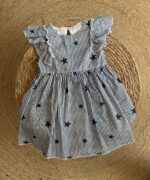 Striped Star Print Ruffle Dress