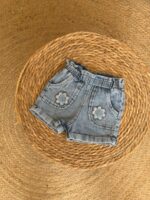 White Flower T-Shirt and Denim Shorts Set - Image 2