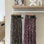 Floral midi skirt with belt