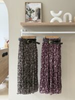 Floral midi skirt with belt