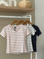 Striped v-neck t-shirt