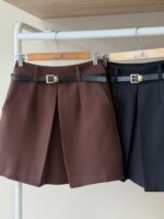 Belted pleat front high waist skort - Image 2