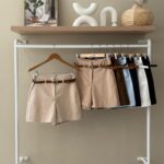 High waisted belted tailored shorts