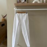 High waist tapered leg white trousers