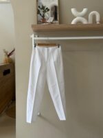 High waist tapered leg white trousers