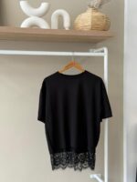 Black lace hem t-shirt