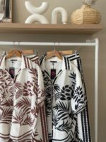 Tropical print short sleeve shirt and wide leg pants set - Image 2