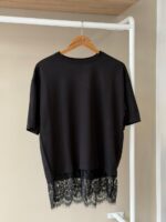Black lace hem t-shirt - Image 2