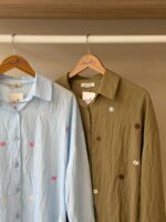 Embroidered floral textured button down shirt - Image 2