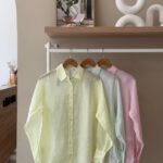 Oversized sheer lightweight button down shirt