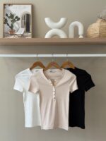 Ribbed henly cotton t-shirt