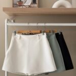 High waist A-line tailored skort