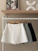 High waist A-line tailored skort