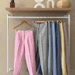 High waist tapered leg trousers