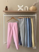 High waist tapered leg trousers