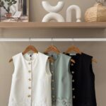 Lace hem sleeveless button down vest