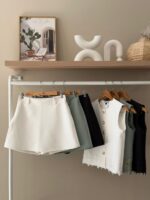 High waist A-line tailored skort - Image 3