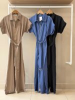 Zip front utility belted jumpsuit