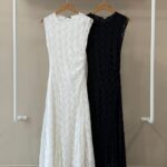 Draped lace sleeveless maxi dress