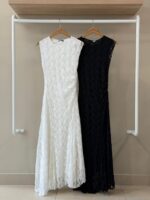 Draped lace sleeveless maxi dress