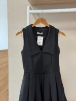 Collared pleated mini black dress - Image 2