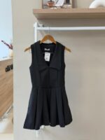 Collared pleated mini black dress
