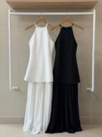 Halter neck drop waist maxi dress