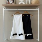 Contrast bow mini shift dress