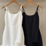 3D rose hem spaghetti strap mini dress