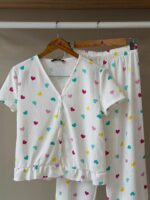 Multi heart ruffle hem white pajama - Image 2
