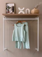 Eyelet lace trim tank and cropped pant mint pajama