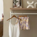 Lace trim cami and tropical short pajama