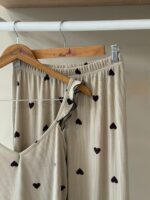 Ruffle strap heart print beige pajama - Image 3
