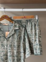 Ornate tropical button down olive green pajama - Image 2