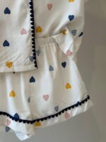 Scallop trim heart print white pajama - Image 3