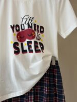 'All you need is sleep' plaid short pajama - Image 2