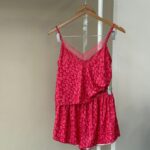 Leopard lace cami fuchsia pajama