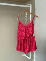 Leopard lace cami fuchsia pajama